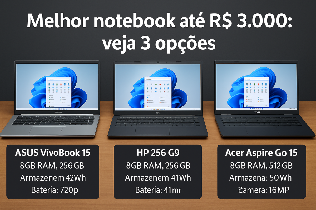 Leia mais sobre o artigo Melhor notebook até R$ 3.000: veja qual modelo vale mais a pena em 2025