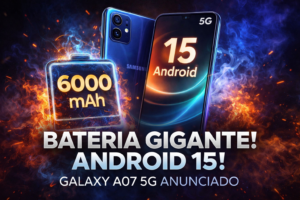 Leia mais sobre o artigo Galaxy A07 5G : o celular de entrada da Samsung chega em 2026 com bateria gigante e Android 15
